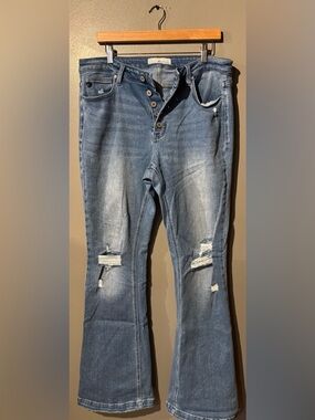 KanCan Distressed Medium Blue Flare Jeans